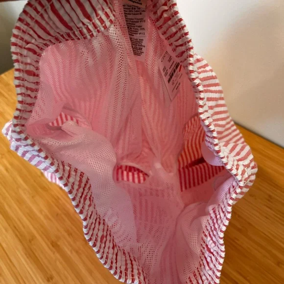 Crewcuts J Crew Boys Size 14 Striped Pink White Lined Swim Suit Trunks CG913 NEW - Picture 3 of 7